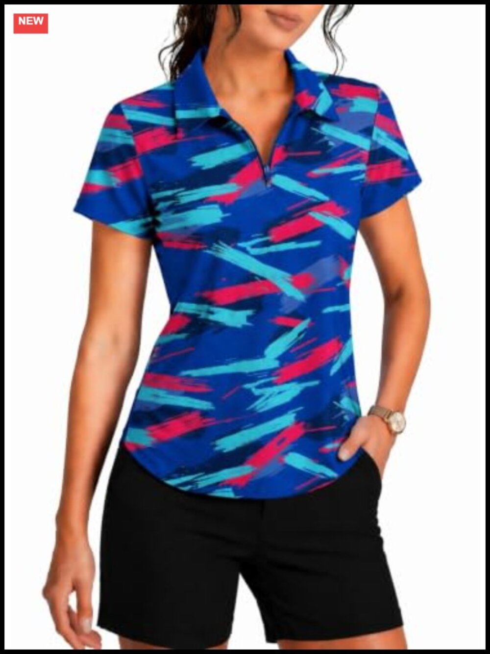 UPF 50+ Women's 1/4 Zip Golf Polo Shirt Short Sleeve Active